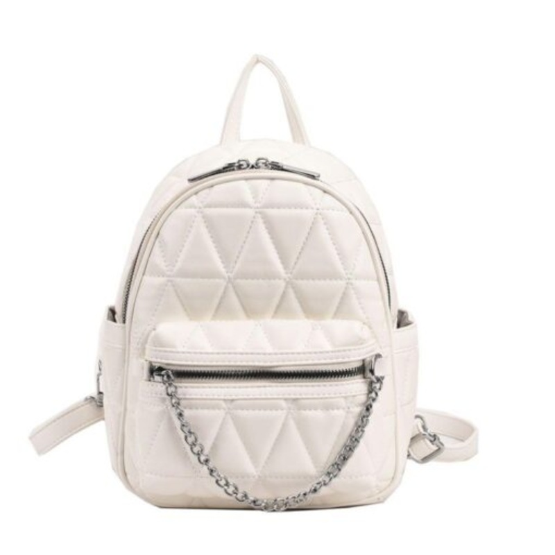 Women Faux Leather Luxury Fashion High-Quality Small Teenager Backpack  White