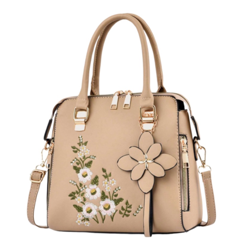 Women Floral Fashion Shoulder Bag  Beige
