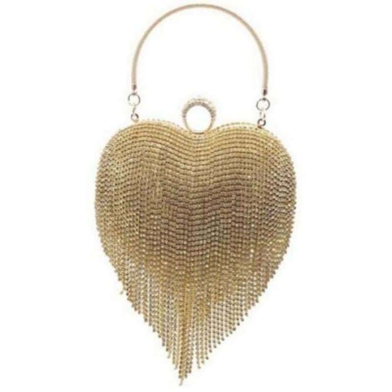 Women Luxury Shape Cute Heart Tassel Evening Clutch Bag