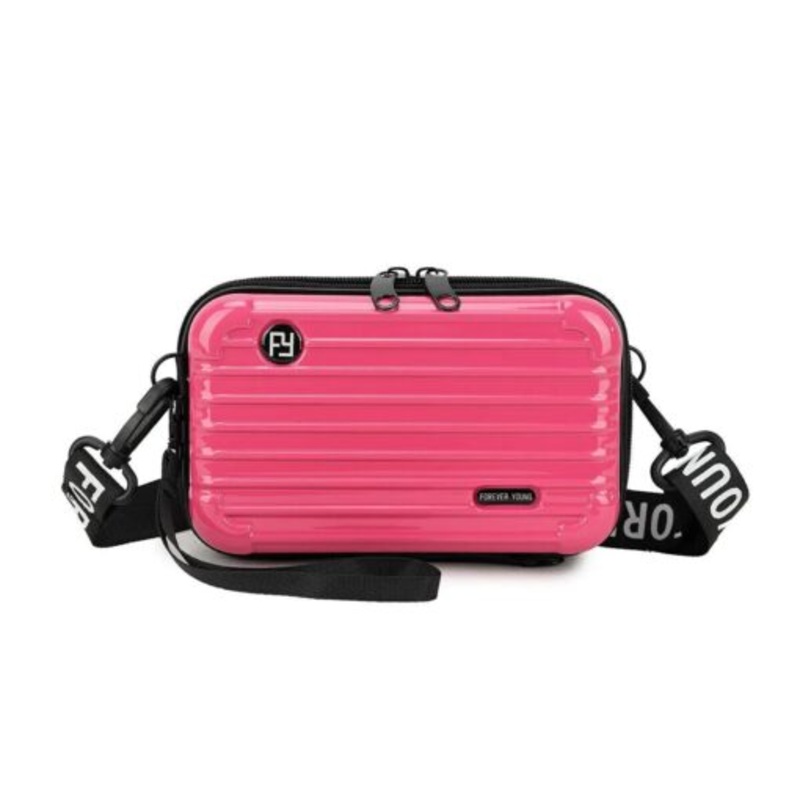 Women Mini Suitcase Cosmetic Bag  Hot Pink