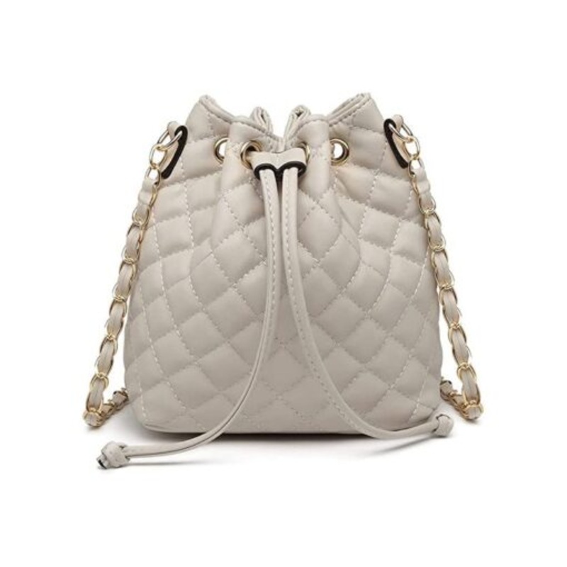 Women Quilted Bucket Crossbody Bag and Purse Soft Vegan Leather Handbags  Taupe