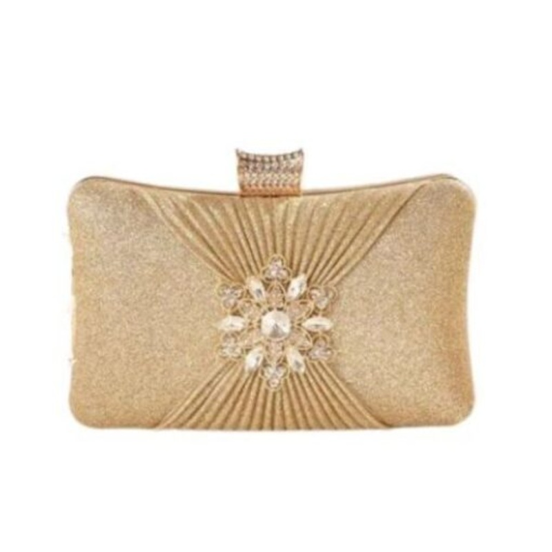 Women Wedding Designer Elegant Shining Clutch Evening Bag  Gold