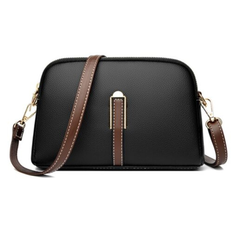 Womens Adjustable Strap PU Leather Crossbody Bag  Black