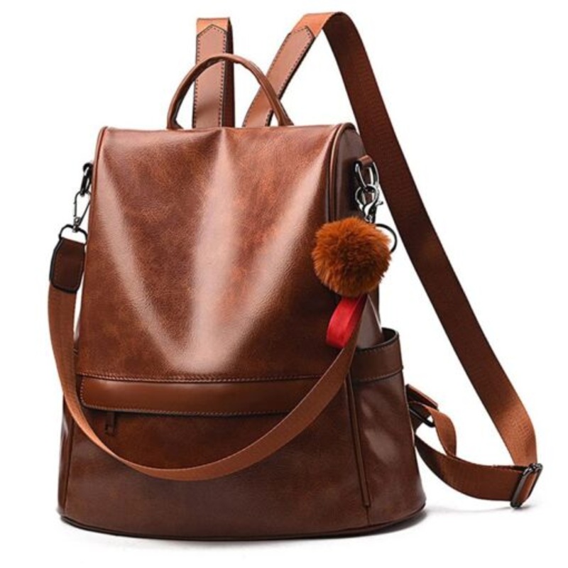 WomenS Backpack Pu Leather Anti-Theft Shoulder Bag Fashion Bags  Brown