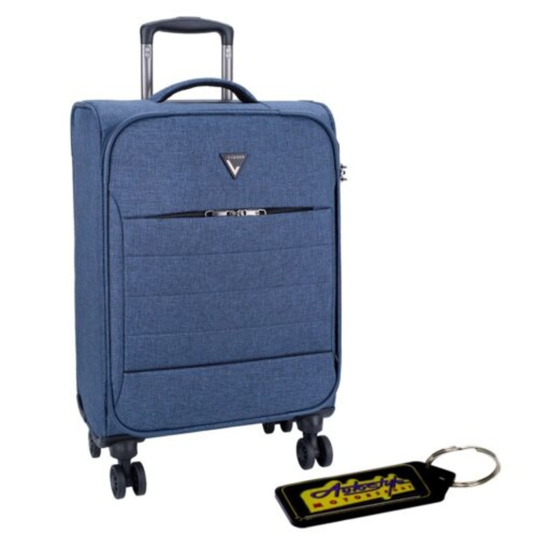 Voyager Getaway 4 Wheel Large Trolley Bag  Blue & Key Holder
