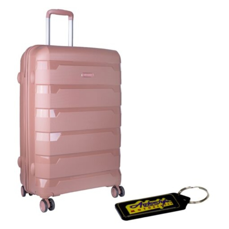 Voyager Pacific 4 Wheel Carry On Medium Trolley Bag  Pink & Gel Key Holder