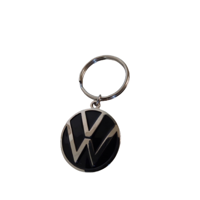 VW Car Logo Key Ring  Black Back Round