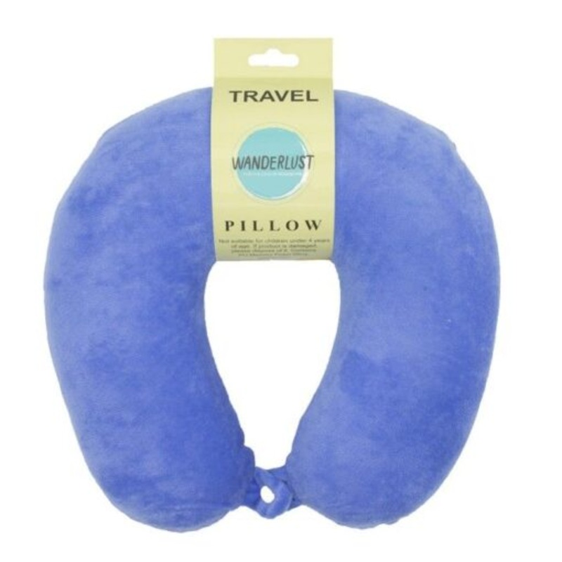 Wanderlust Plush Memory Foam Travel Neck Pillow  Blue