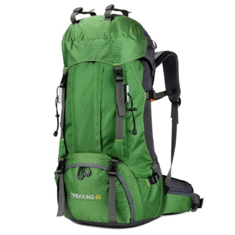 Water Resistant Mountain Hiking Camping Backpack with Rain Cover  60L  Green