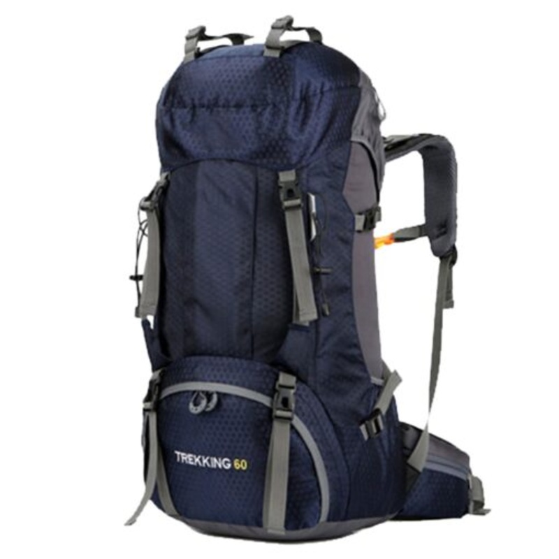 Water Resistant Mountain Hiking Camping Backpack with Rain Cover  60L  navy blue