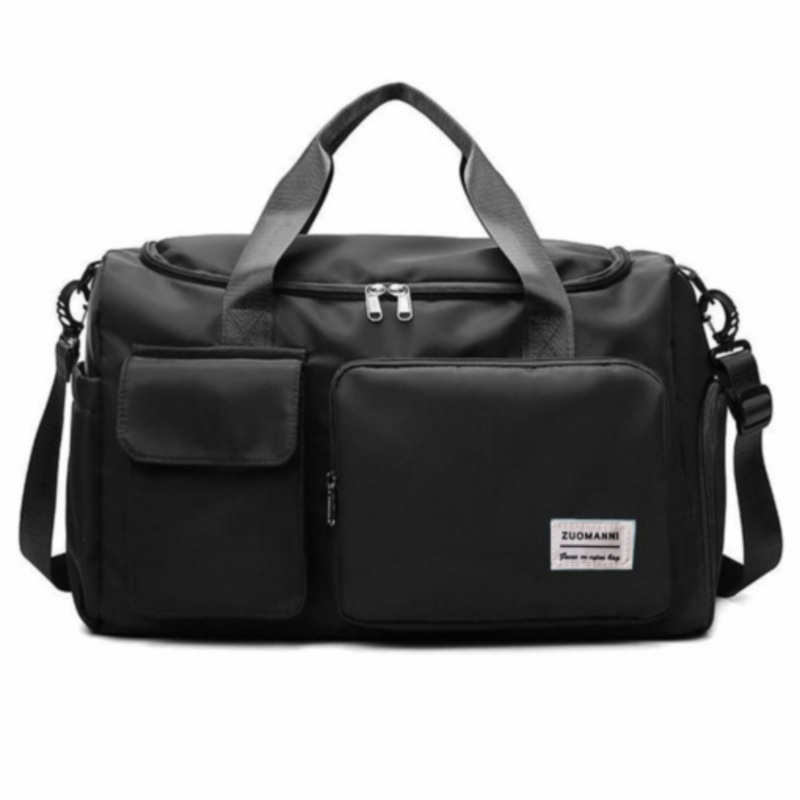Waterproof Duffel Bag with Multiple Compartments & Strap  Black