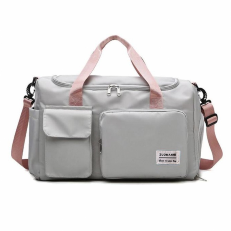 Waterproof Duffel Bag with Multiple Compartments & Strap  Grey