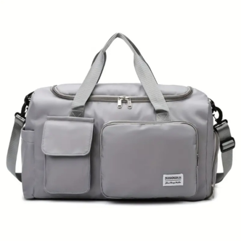 Waterproof Duffel Bag with Multiple Compartments & Strap  Light Grey