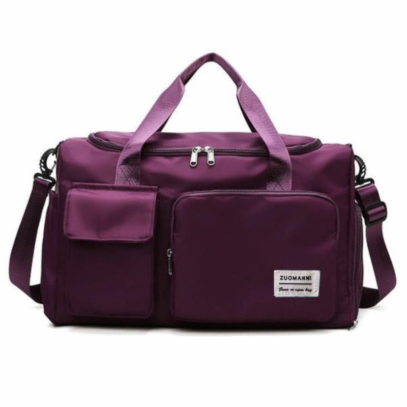 Waterproof Duffel Bag with Multiple Compartments & Strap  Plum