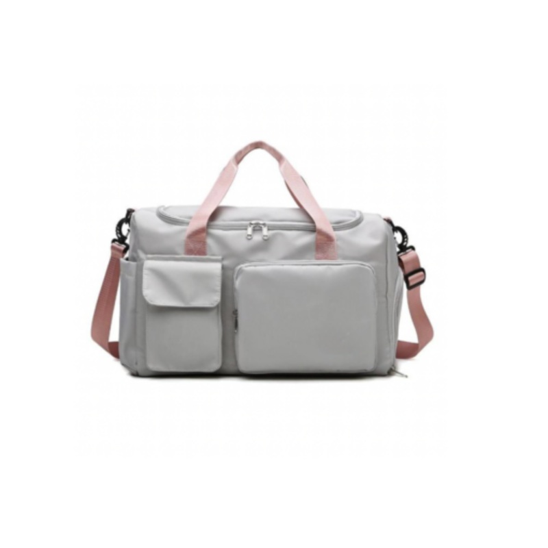 Waterproof Duffel Bag with Multiple Pockets & Handles  Grey & Pink