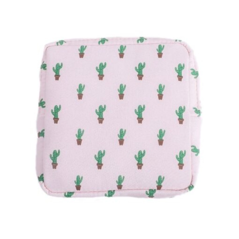 Waterproof Portable Large Capacity Sanitary Bag  Cactus