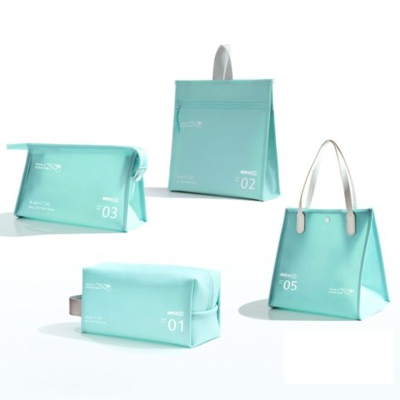 Waterproof Toiletry Bag Set of 4  Cyan-blue