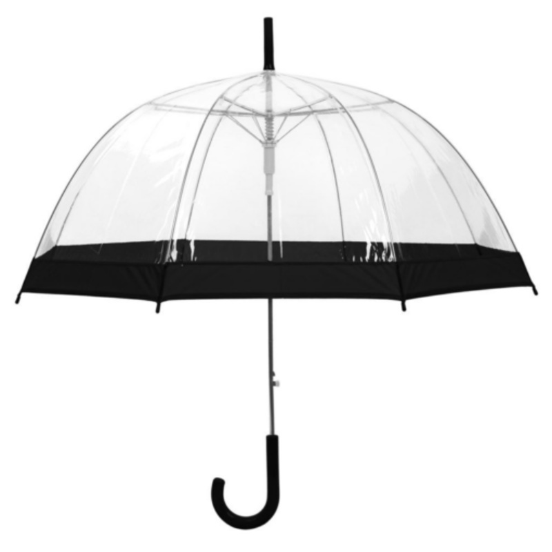 Waterproof Transparent Dome Umbrella  Black