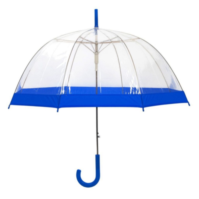 Waterproof Transparent Dome Umbrella  Blue