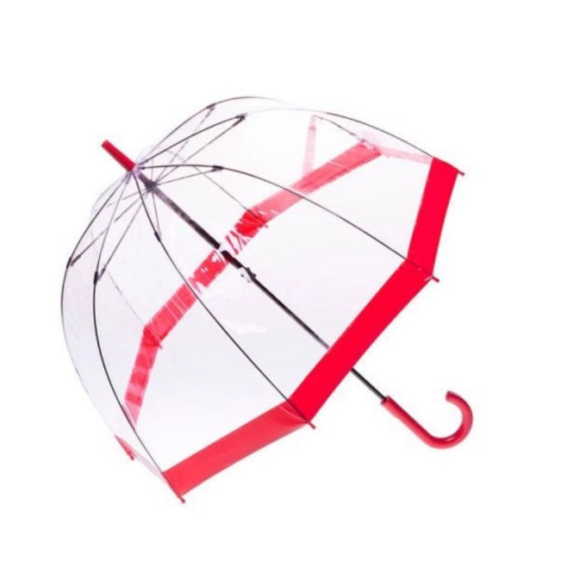 Waterproof Transparent Dome Umbrella  Red