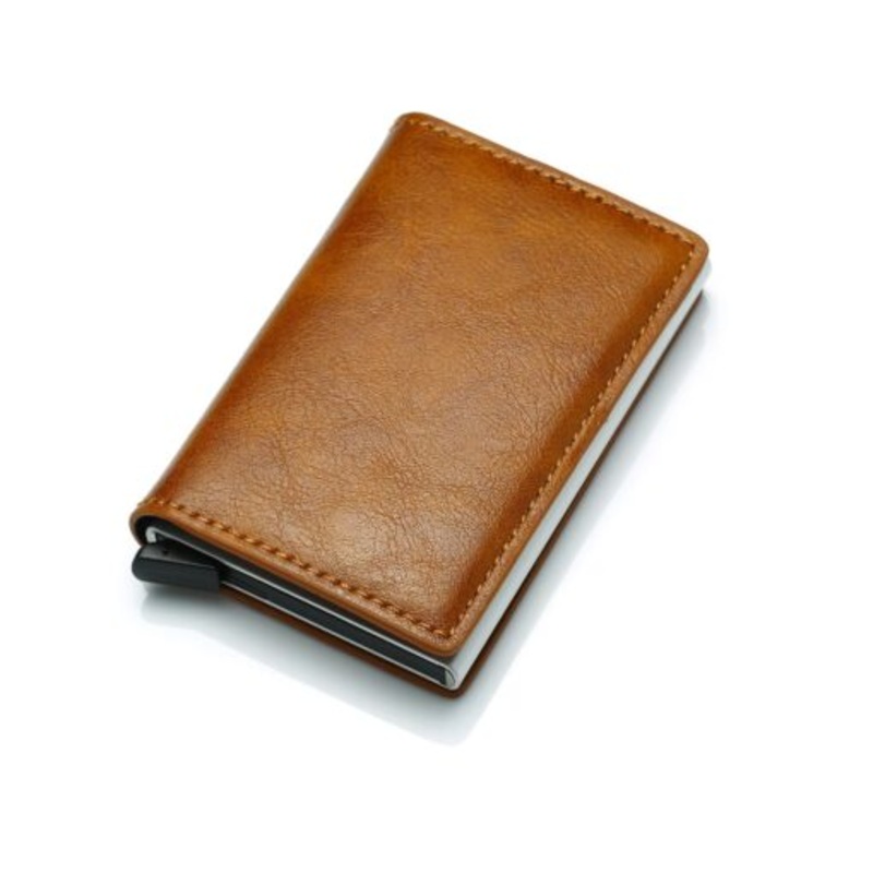 We Love Gadgets Credit Card Pop Up Wallet  Light Brown