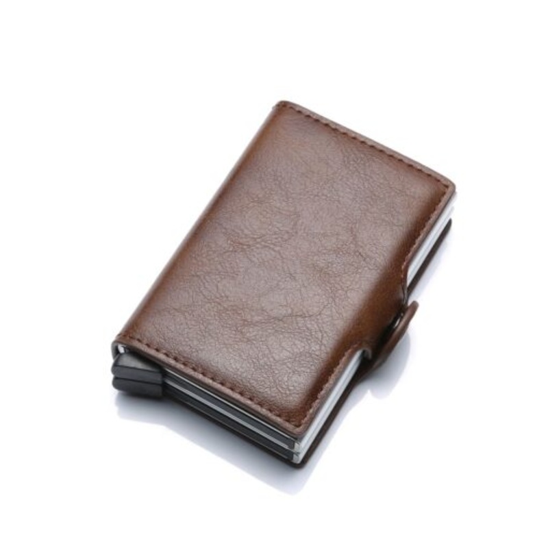 We Love Gadgets Dual Credit Card Pop Up Wallet  Dark Brown