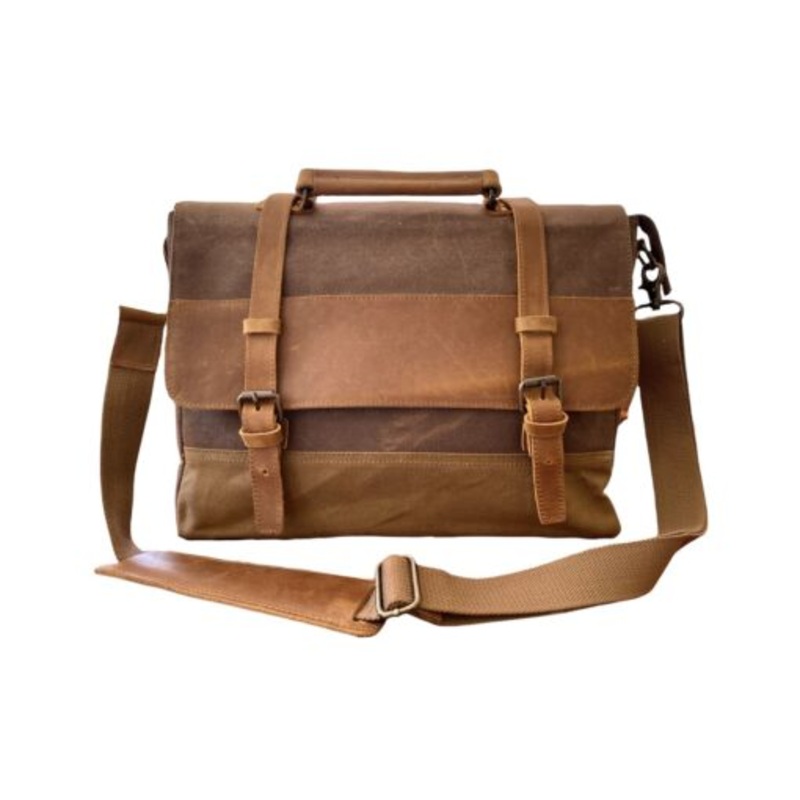 Vivace 13 Laptop Bag  Canvas & 100% Leather Finishing  Brown