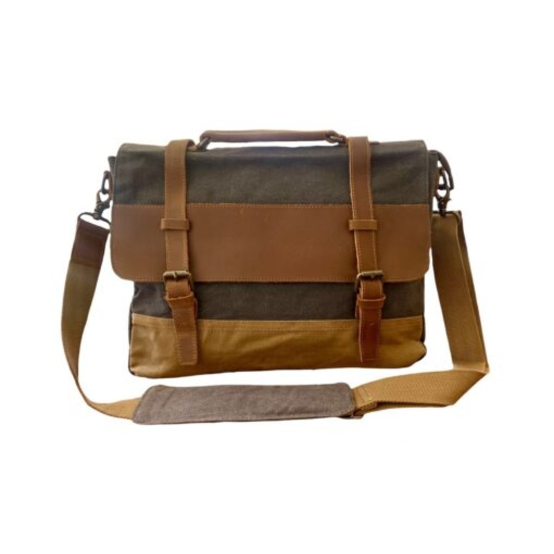 Vivace 13 Laptop Bag  Canvas & 100% Leather Finishing  Grey