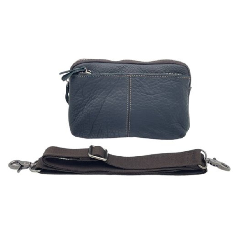 Vivace  Genuine Leather Crossbody  Moon Bag  Black Rhino