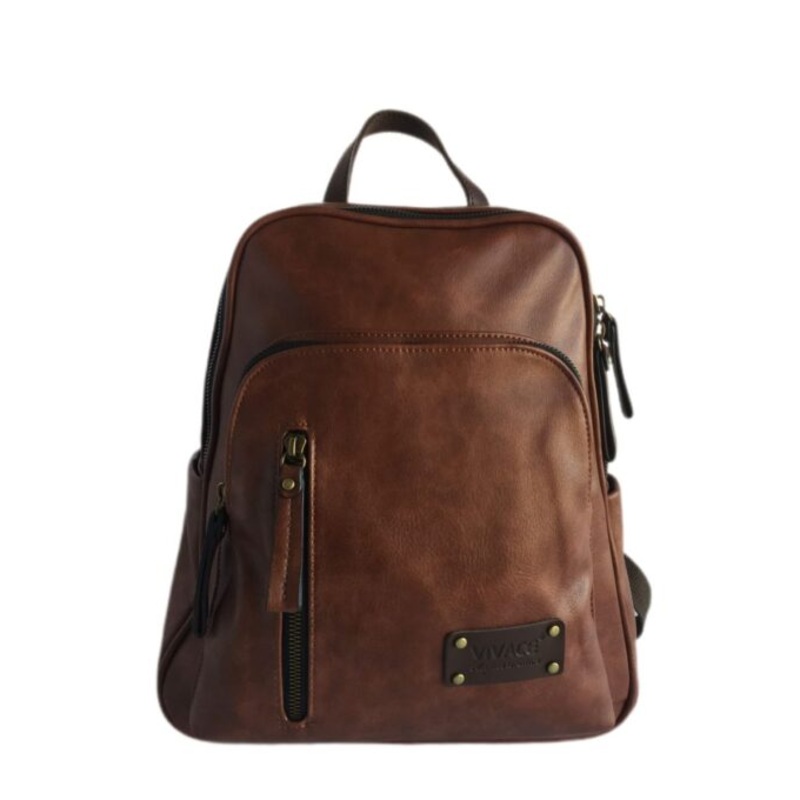 Vivace  High-Quality PU Leather Backpack  Brown