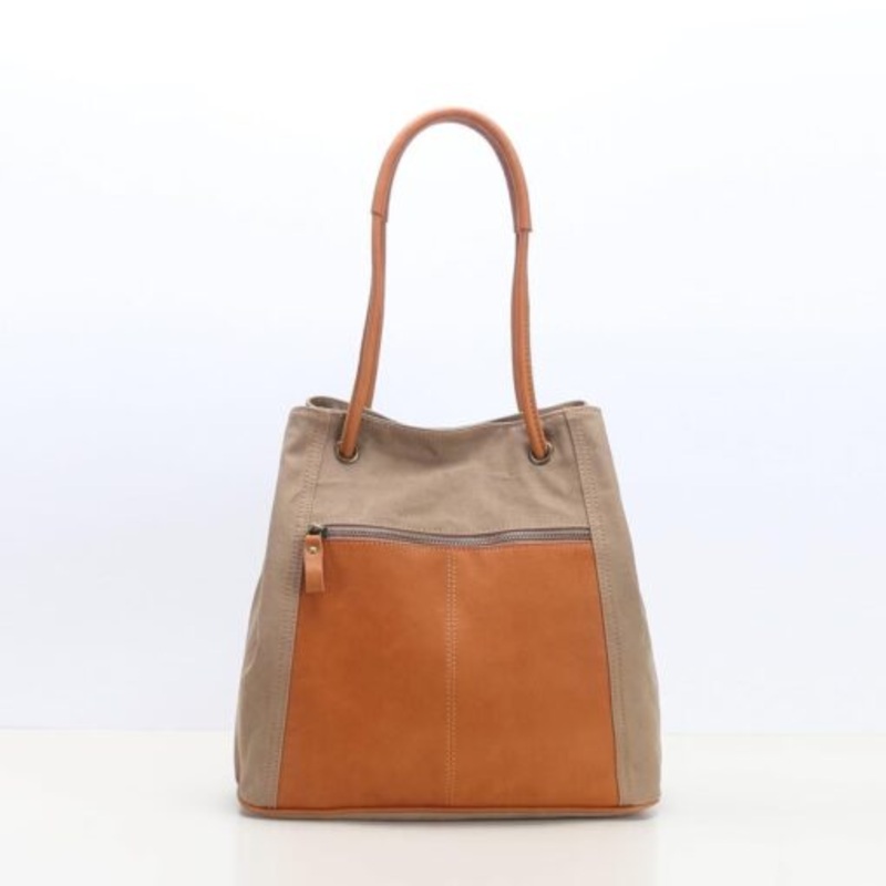 Vivace Ladies Leather and Canvas Bag  Brown