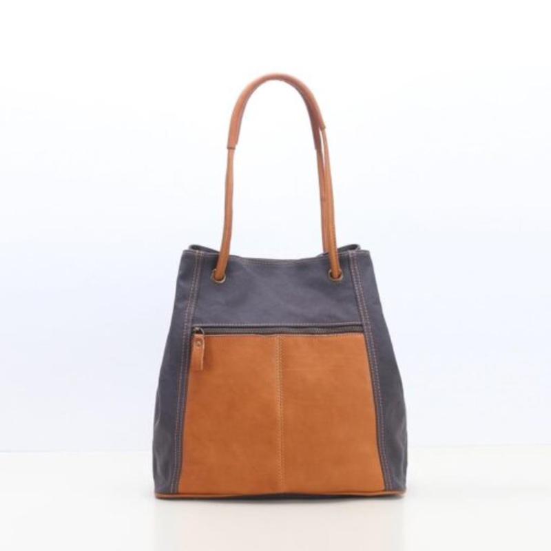 Vivace Ladies Leather and Canvas Bag  Grey