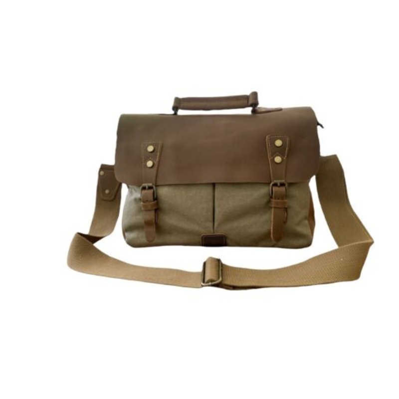 Vivace Leather and Canvas 13 Laptop Bag  Green