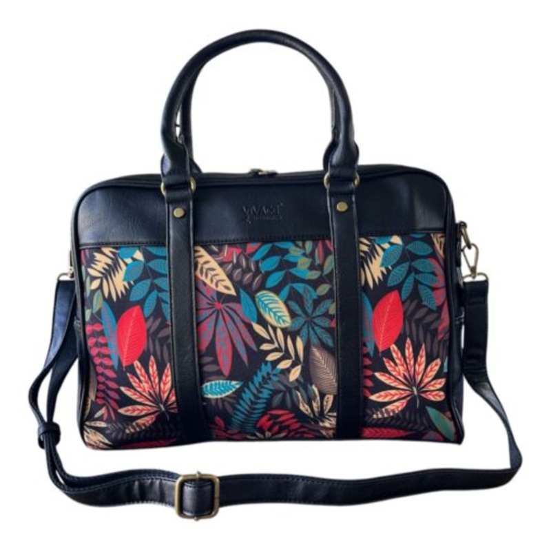 Vivace Printed Laptop Bag  Black Blue