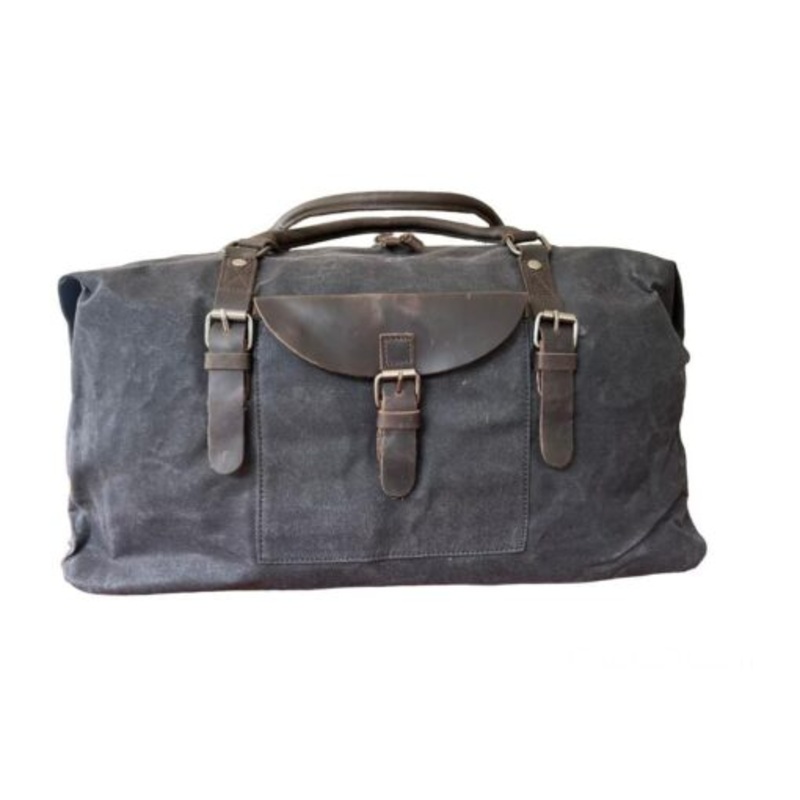 Vivace Waxed Canvas and Genuine Leather Duffel Bag  Brown Black
