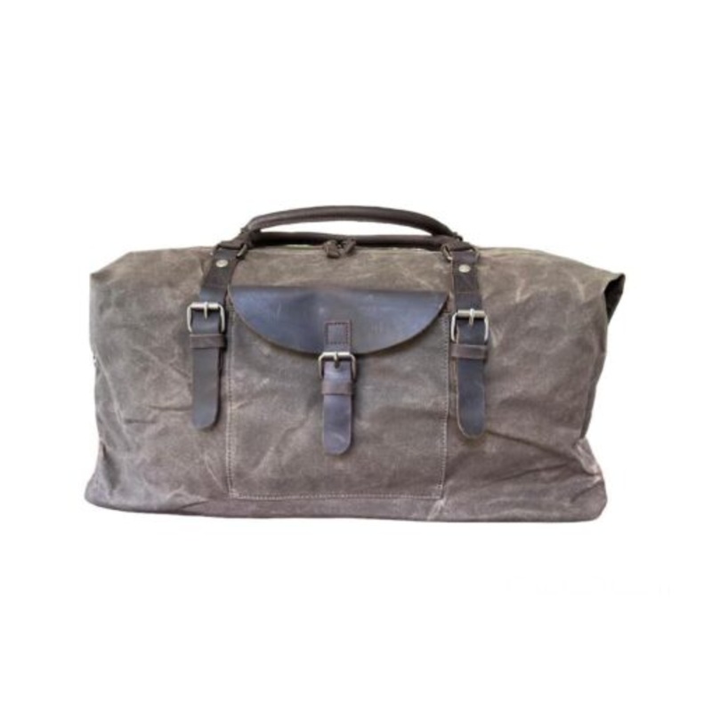 Vivace Waxed Canvas and Genuine Leather Duffel Bag  Gold Brown