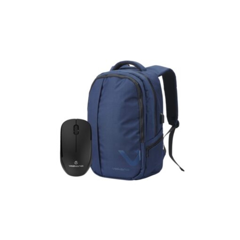 Volkano Midtown Laptop Bagckpack with Volkano Crystal Series Wireless Mouse