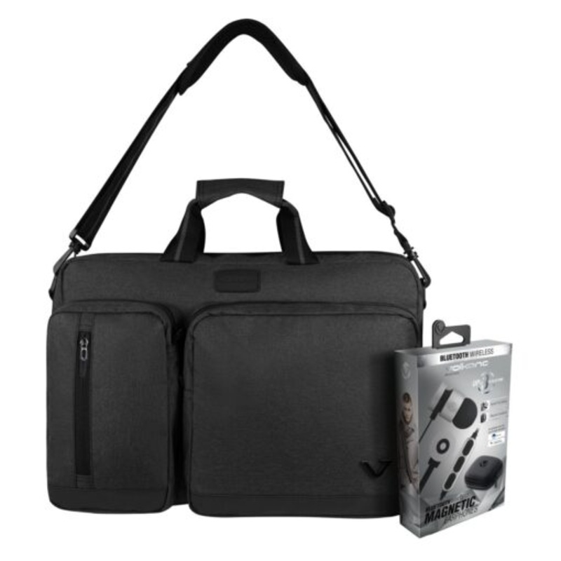 Volkano Solitude Hybrid Laptop Briefcase with Mercury Bluetooth Earphones