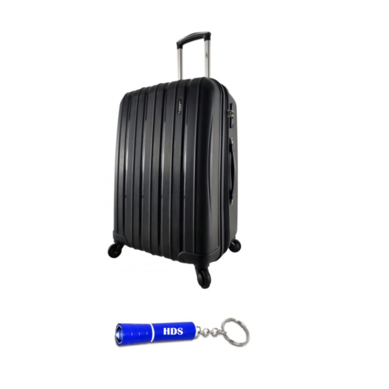 Voss 66cm Lockable Hard Shell TSA Lock Suitcase  Black with HDS Torch