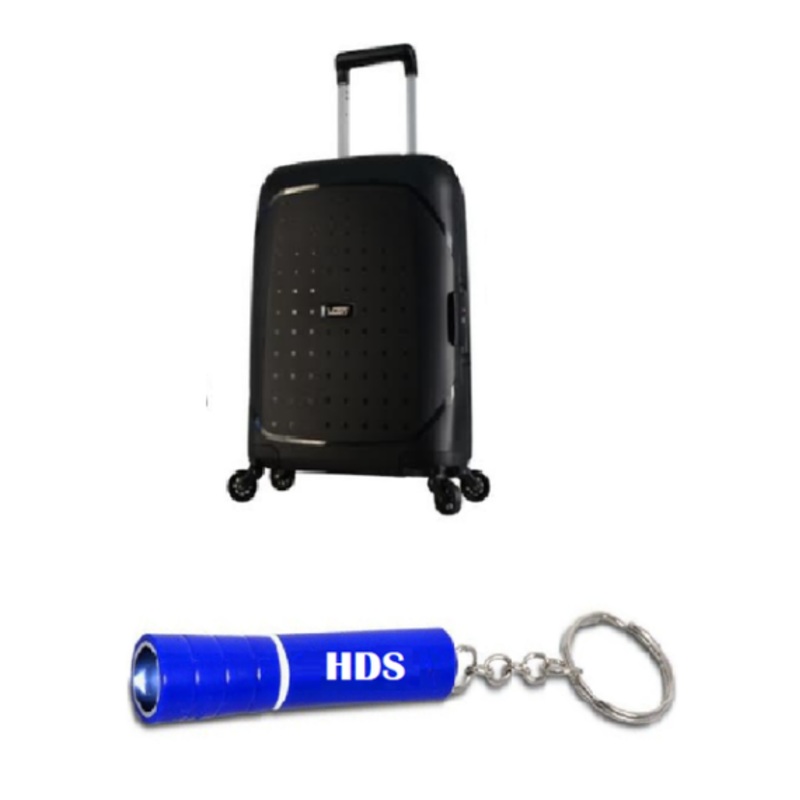 Voss 67cm Lockable Hard Shell Travel Suitcase with HDS Torch  Black