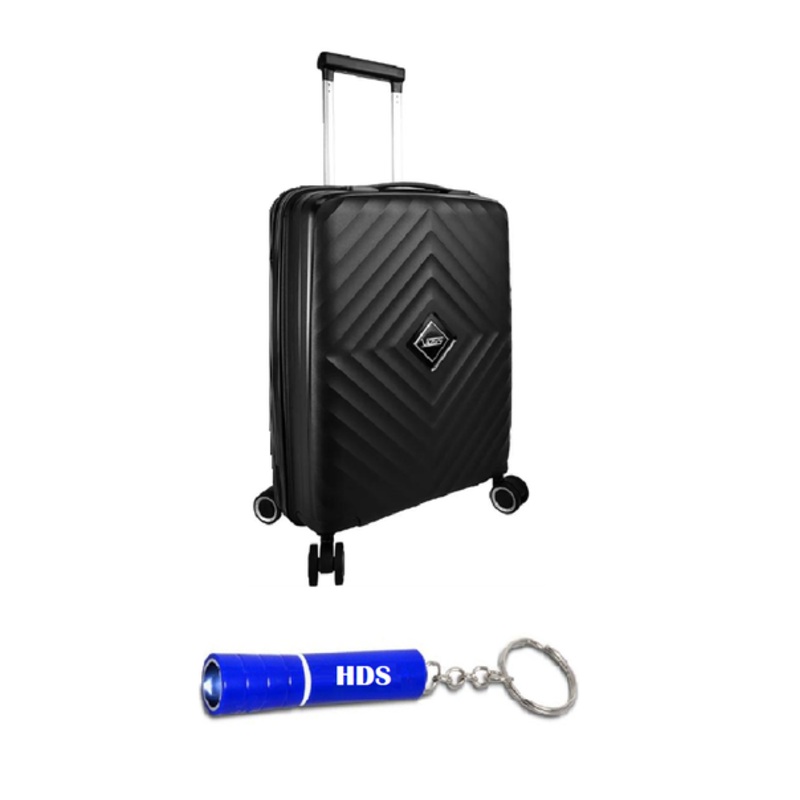 Voss  72cm Lockable Hard Shell Luggage Bag  Black Diamond with HDS Torch