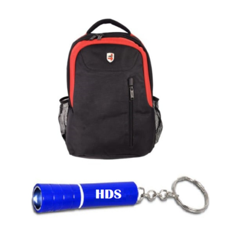 Voss Original 17 inch laptop backpack with HDS Branded Torch  Red