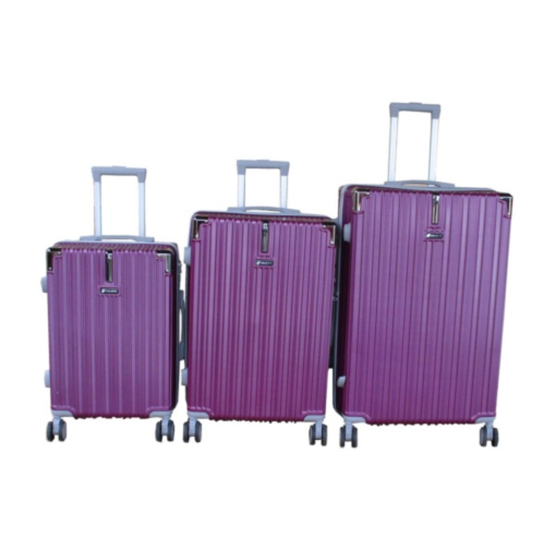 Vibrant Purple 3-Piece ABS Hard-Shell Luggage Set with Spinner Wheels &Lock