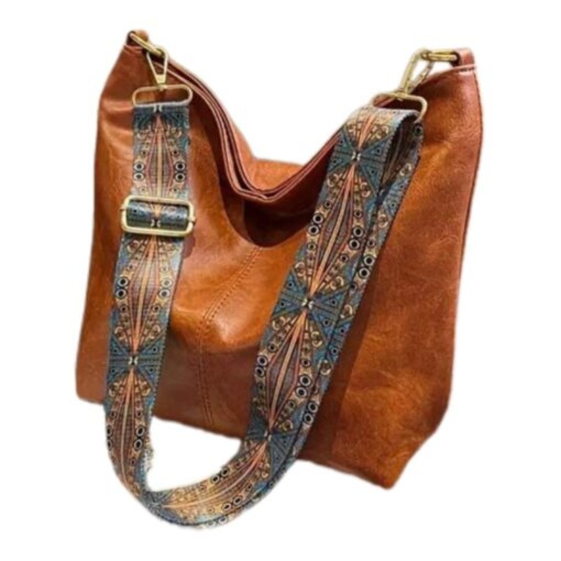 Vintage Fashion PU Leather Shoulder Bag Adjustable Pattern Strap