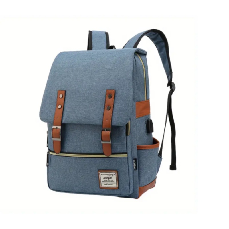 Vintage Laptop Backpack  Built-in USB Charging Port