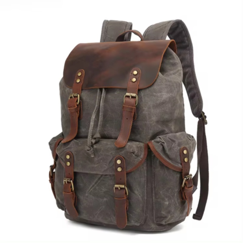 Vintage Leather and Waxed Canvas Laptop Bag and Backpack