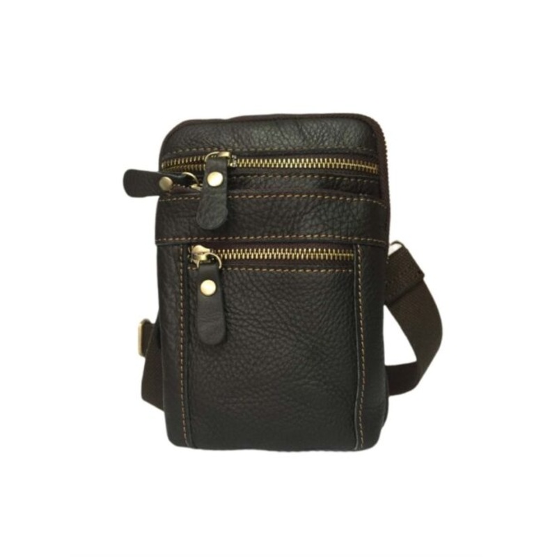 Vivace  100% Leather Sling Or Waist Bag  Black