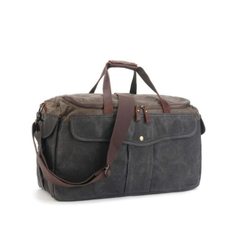 Vivace  Canvas and 100% Leather Traveling Bag Waterproof  Grey