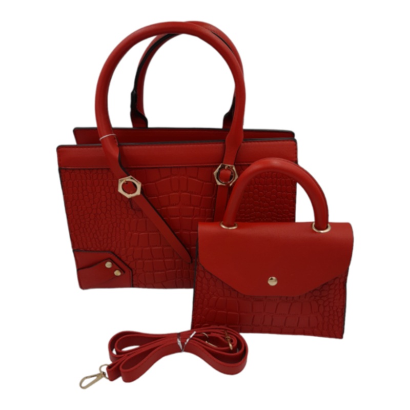 2-Piece Bags for Women Ladies Handbags with Shoulder Strap Satchel Bag  Wine