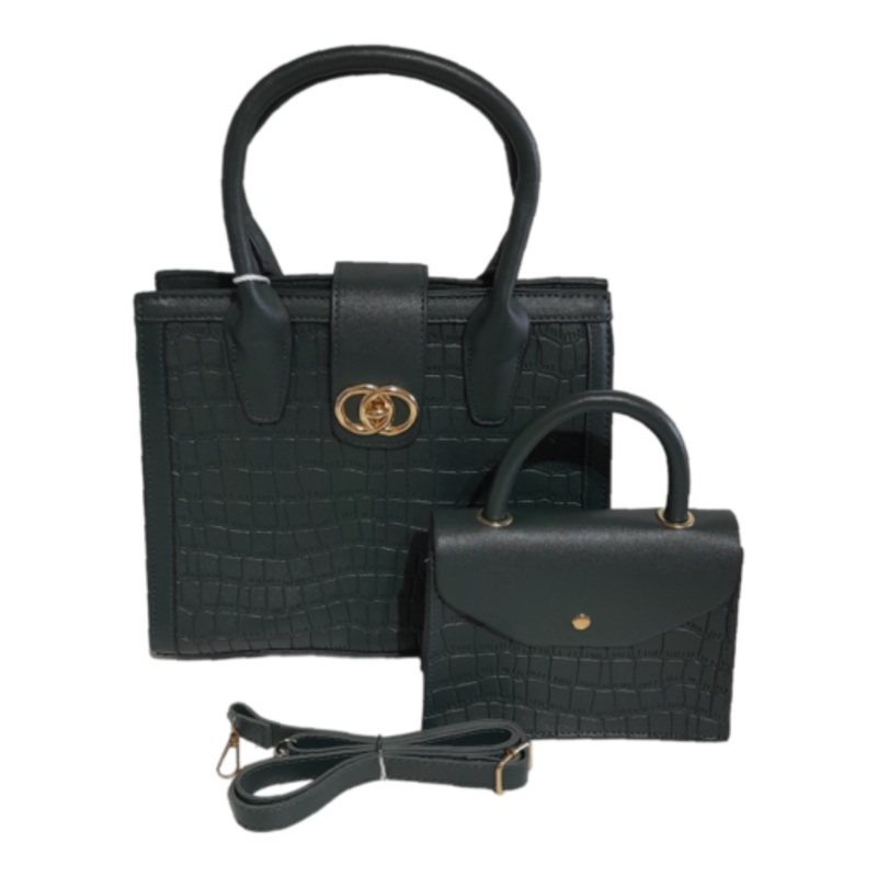 2-Piece Classy Bags for Women Ladies Handbags Shoulder Bag with Strap  Green